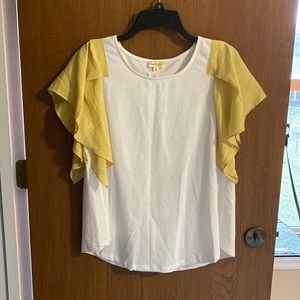 White with yellow sleeves shirt